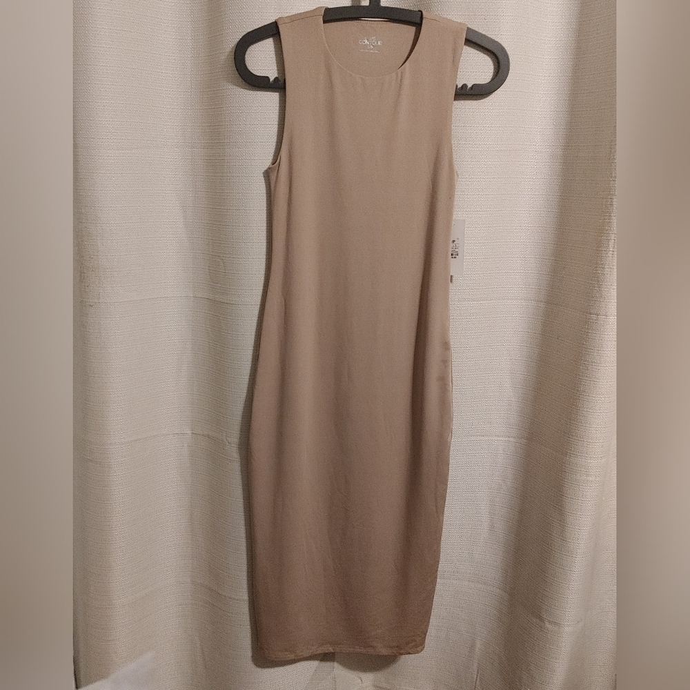 (4/$20) SWS Contour Women's Sleeveless Tan Midi Dress Size S, New With Tags